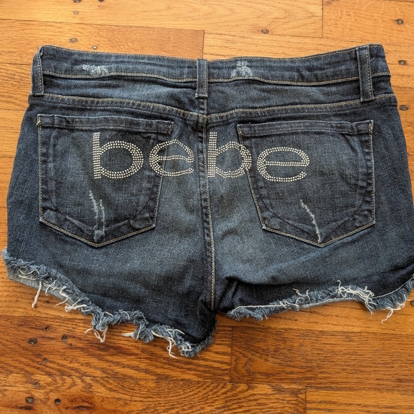 Bebe Gem Studded & Distressed Jean Shorts - Picture 5 of 5